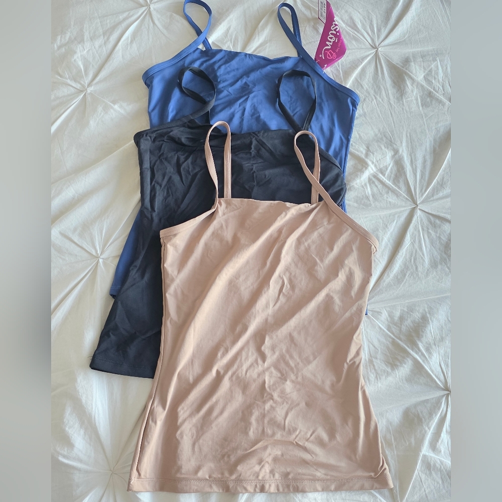 NWT Ilusion Camisole Tank Top Set in Black, Blue, and Tan
